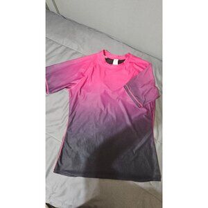 Halcurt Womens Pink & Purple Gradient Swim Shirt With Built-In Bra XL Polyester
